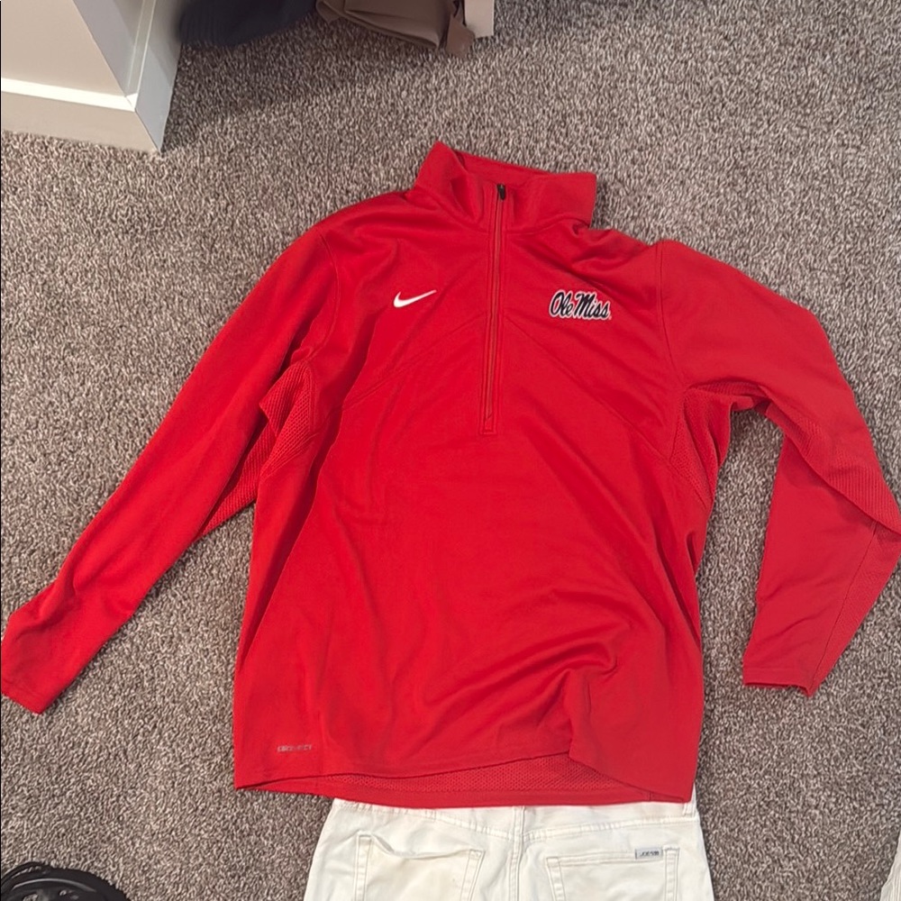 Nike Red old miss Sweater embroidered logo half zip